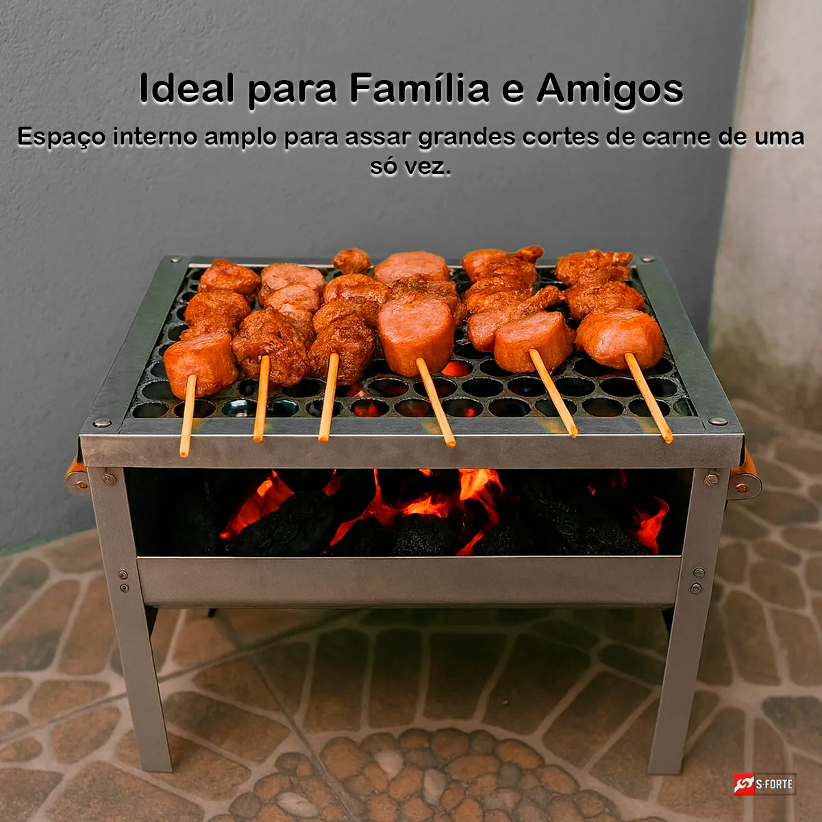 Churrasqueira Galvanizada Cromada Com Grelha Mini Portátil, Leve E Resistente, Ideal Para Churrascos Rápidos Em Casa, Camping, Praia, Viagens E Áreas Externas Com Praticidade