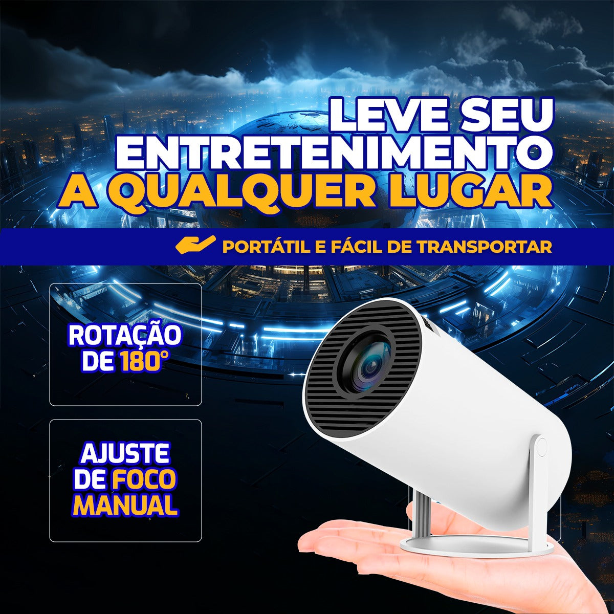 Mini Projetor Portátil Fullcam 4k Android Full Hd Smart Wifi Cinema Home Hy300