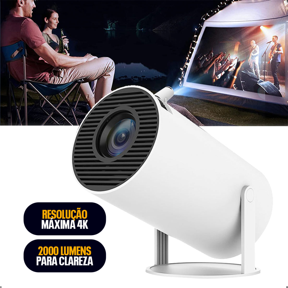 Mini Projetor Portátil Fullcam 4k Android Full Hd Smart Wifi Cinema Home Hy300