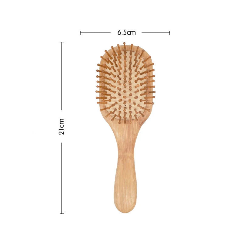 Pente de Madeira Profissional 1PC – Escova Massageadora Antiqueda com Almofada | Cuidados Naturais para o Couro Cabeludo