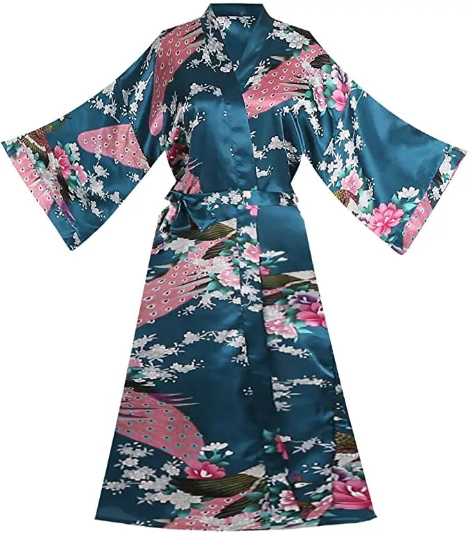 Robe Feminino Curto em Cetim Floral – Kimono para Noiva e Madrinhas | Moda Íntima para Casamento, Noite e SPA