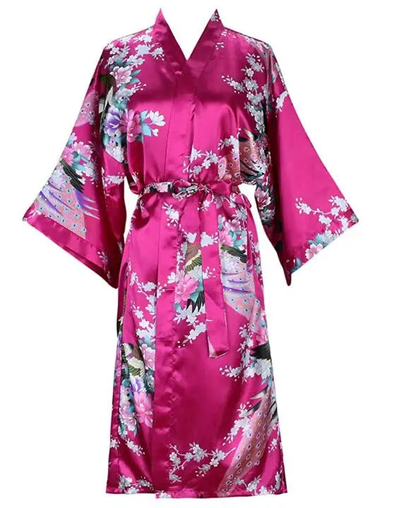 Robe Feminino Curto em Cetim Floral – Kimono para Noiva e Madrinhas | Moda Íntima para Casamento, Noite e SPA