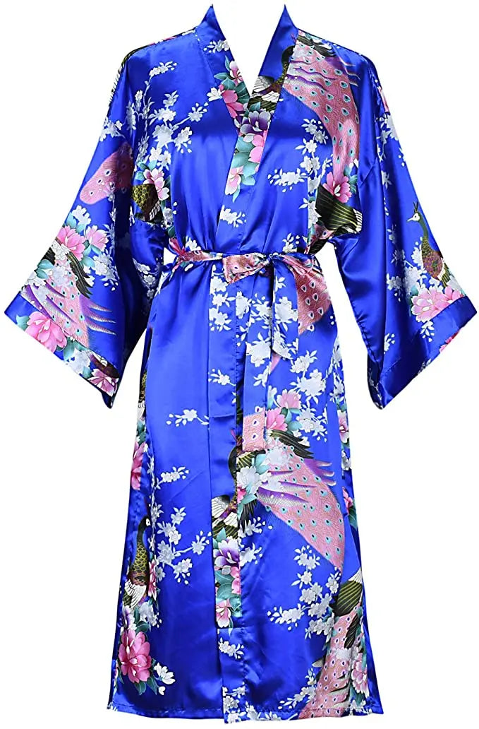 Robe Feminino Curto em Cetim Floral – Kimono para Noiva e Madrinhas | Moda Íntima para Casamento, Noite e SPA