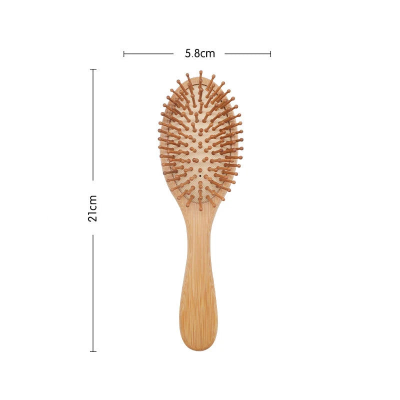 Pente de Madeira Profissional 1PC – Escova Massageadora Antiqueda com Almofada | Cuidados Naturais para o Couro Cabeludo