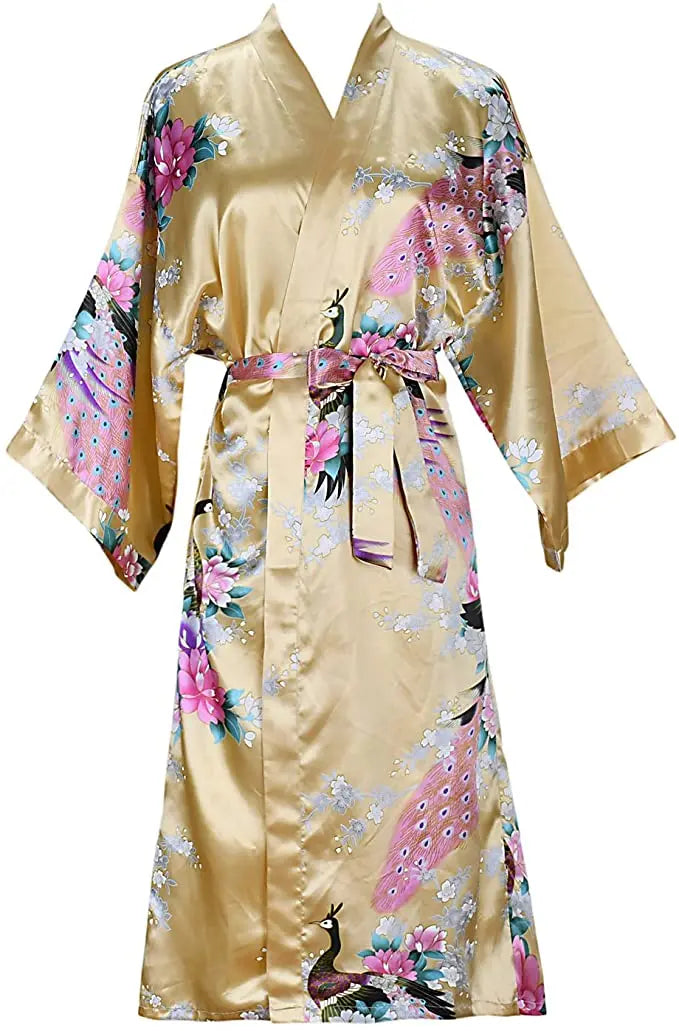 Robe Feminino Curto em Cetim Floral – Kimono para Noiva e Madrinhas | Moda Íntima para Casamento, Noite e SPA