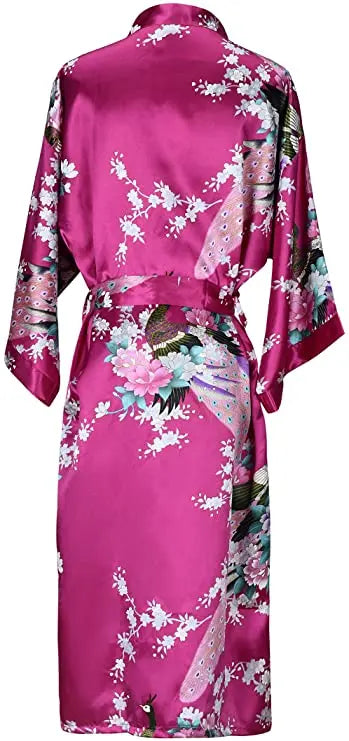 Robe Feminino Curto em Cetim Floral – Kimono para Noiva e Madrinhas | Moda Íntima para Casamento, Noite e SPA