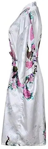 Robe Feminino Curto em Cetim Floral – Kimono para Noiva e Madrinhas | Moda Íntima para Casamento, Noite e SPA