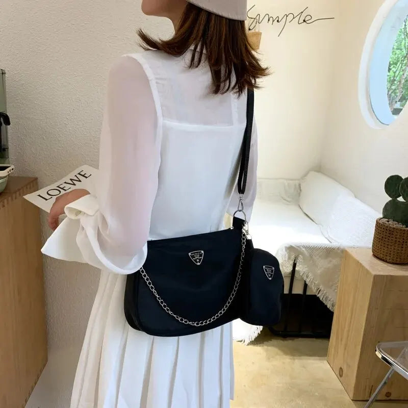 Bolsa Tiracolo Feminina em Nylon – Estilo Casual e Portátil | Ideal para Estudantes, Passeios e Uso Diário