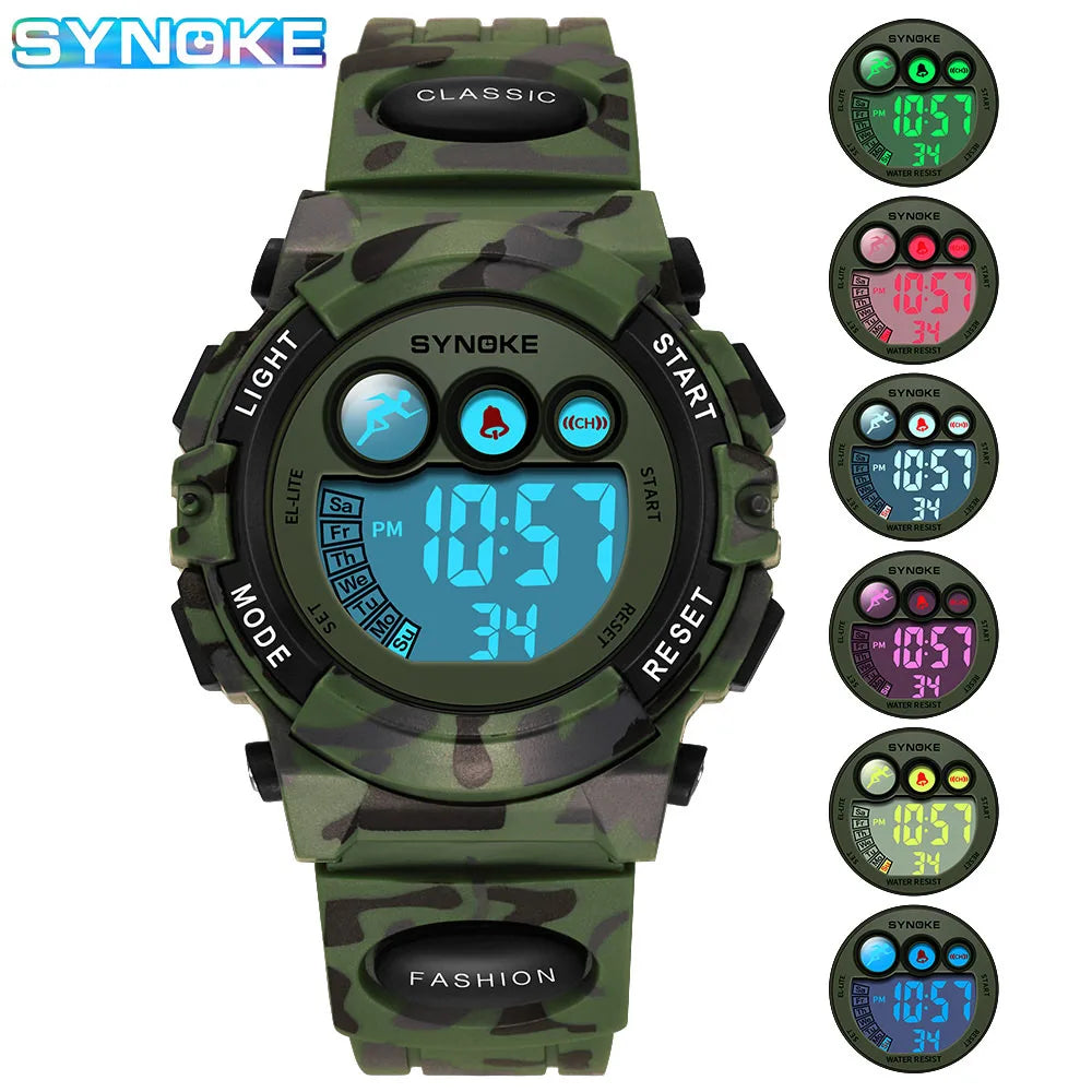 Relógio Digital Infantil SYNOKE – Esportivo Colorido à Prova d’Água 50M | Ideal para Meninos e Meninas
