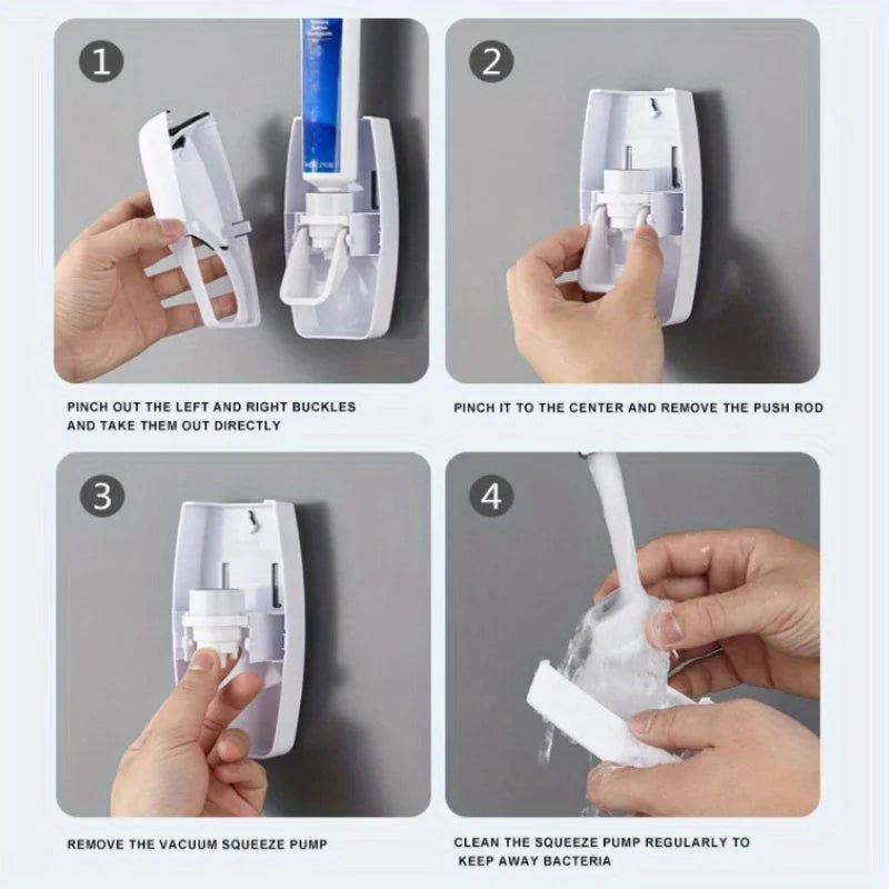 Suporte de Parede para Escova e Creme Dental – Dispenser Automático com Copo | Kit Organizador para Banheiro