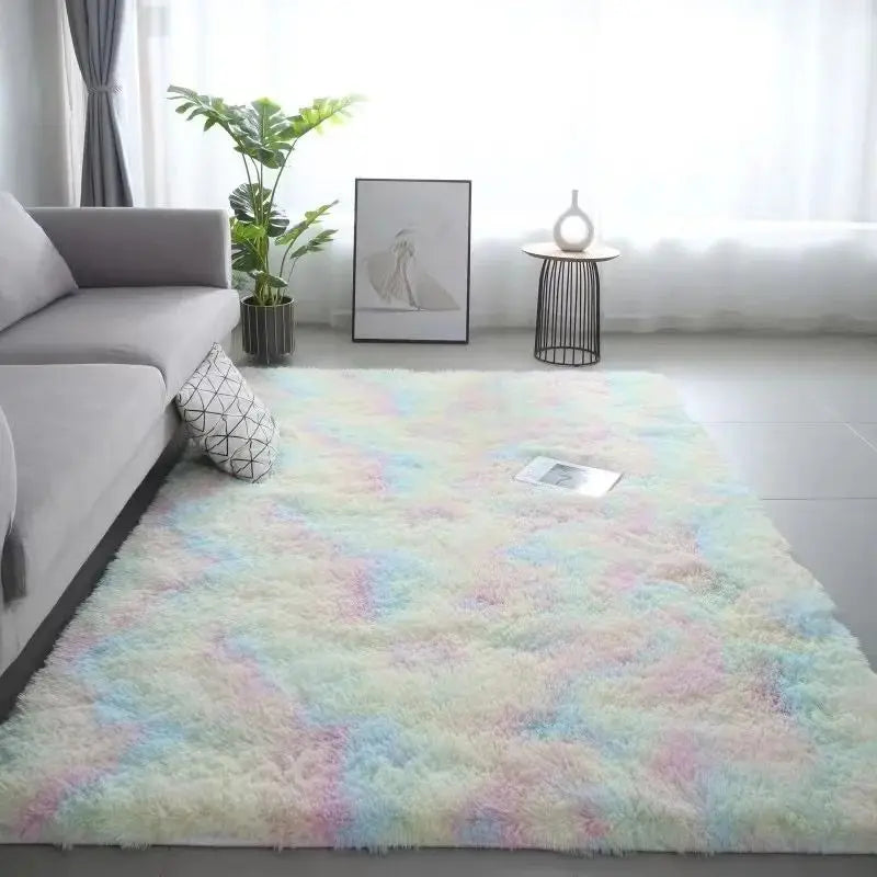 Tapete VIKAMA Lavável – Seda e Lã | Antiderrapante Tie-Dye para Quarto Infantil, Sala e Quarto
