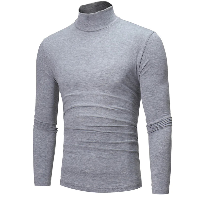 Blusa Térmica Masculina de Inverno – Gola Alta, Manga Longa, Slim Fit | Roupa Térmica Leve para Dias Frios