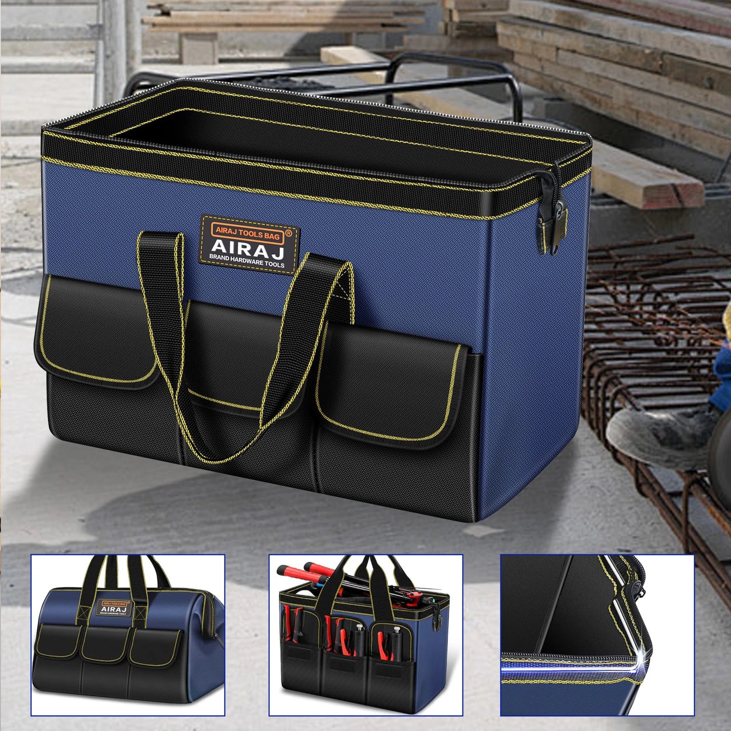 Bolsa de Ferramentas AIRAJ Multifuncional – Tecido Oxford 1680D Impermeável | Alta Capacidade e Resistência para Eletricistas e Técnicos