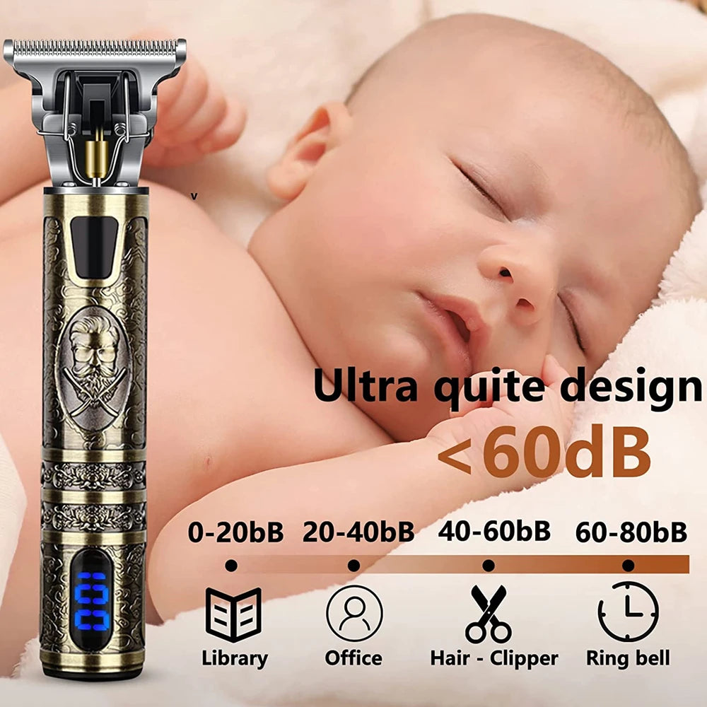 Máquina de Cortar Cabelo T9 LCD – Aparador Elétrico de Alta Precisão | Cabeça de Corte, Barbeador, Design Profissional para Homens