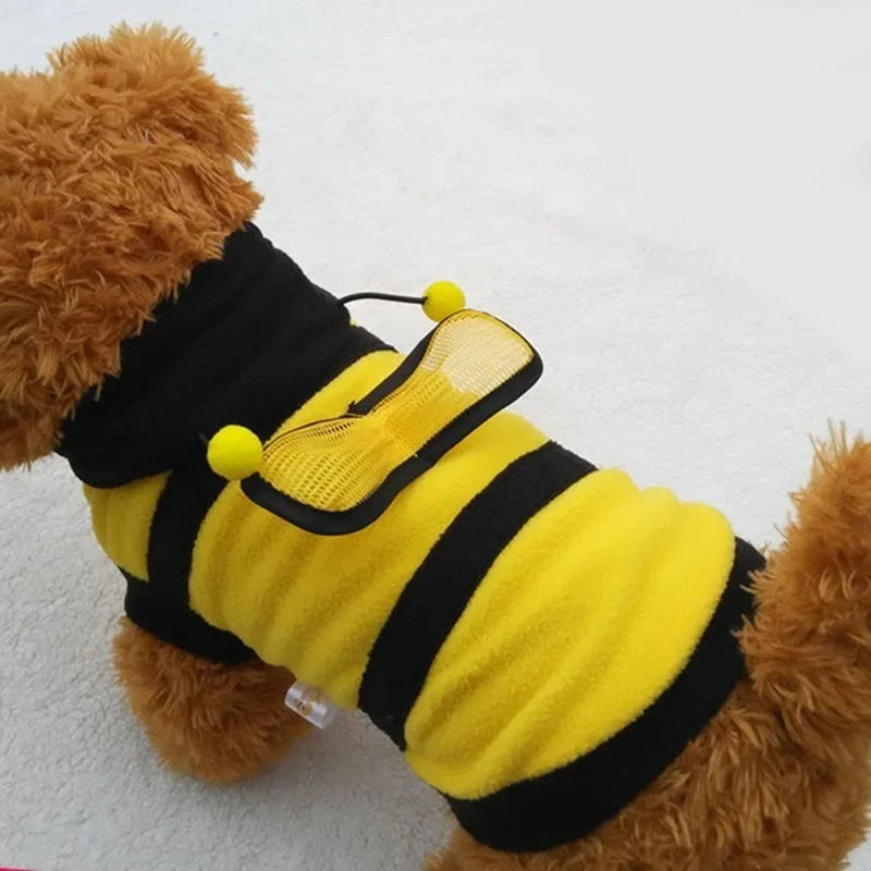 Fantasia de Abelhinha para Pets – Casaco com Capuz em Fleece | Roupa de Halloween, Cosplay e Inverno para Cães e Gatos