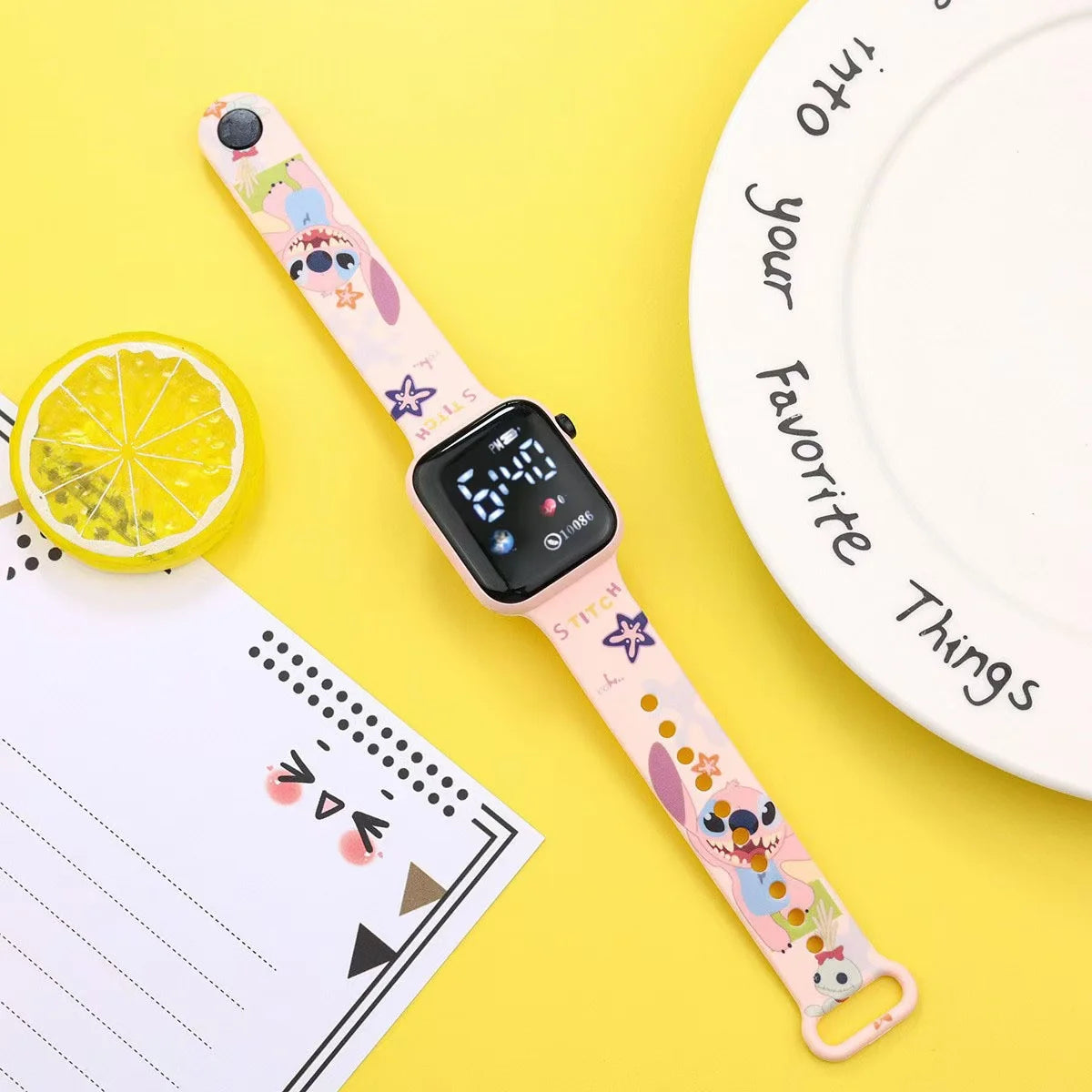 Relógio LED Infantil Stitch – Estampa Colorida e Design Moderno