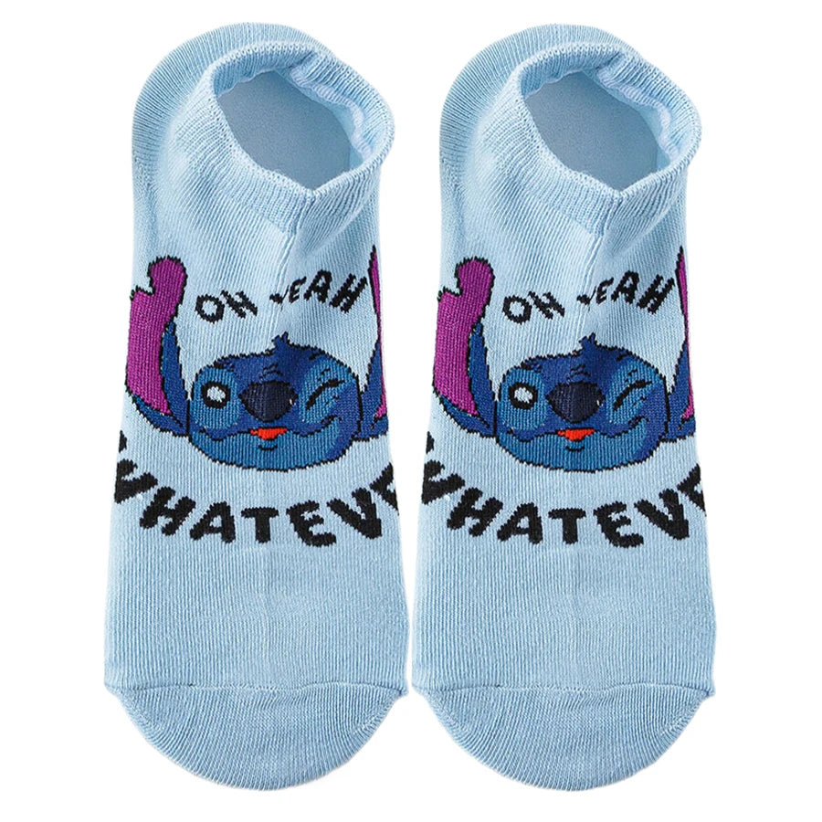 Kit com 10 Meias Curtas Lilo & Stitch – Unissex, Estilo Street e Anime