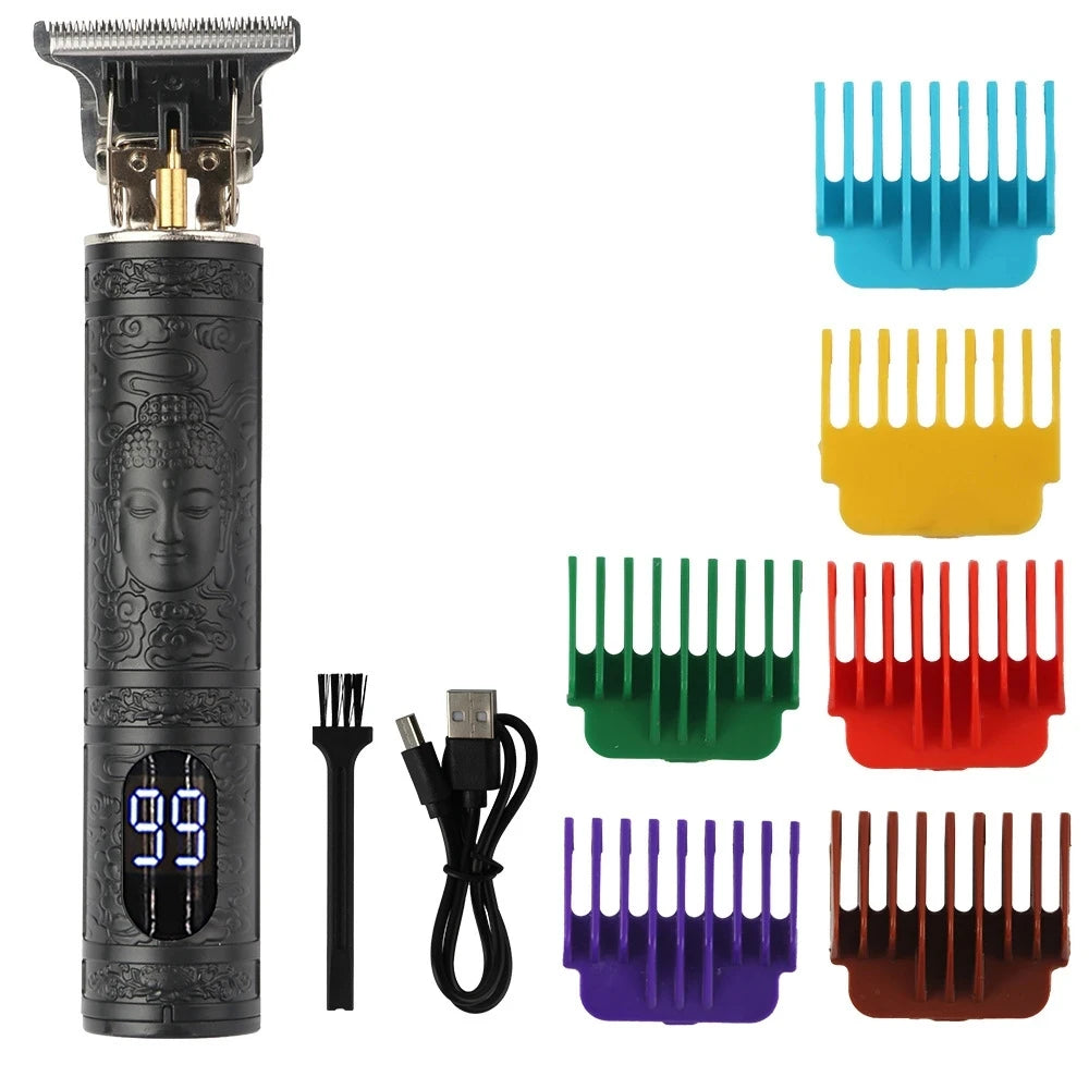 Máquina de Cortar Cabelo T9 LCD – Aparador Elétrico de Alta Precisão | Cabeça de Corte, Barbeador, Design Profissional para Homens