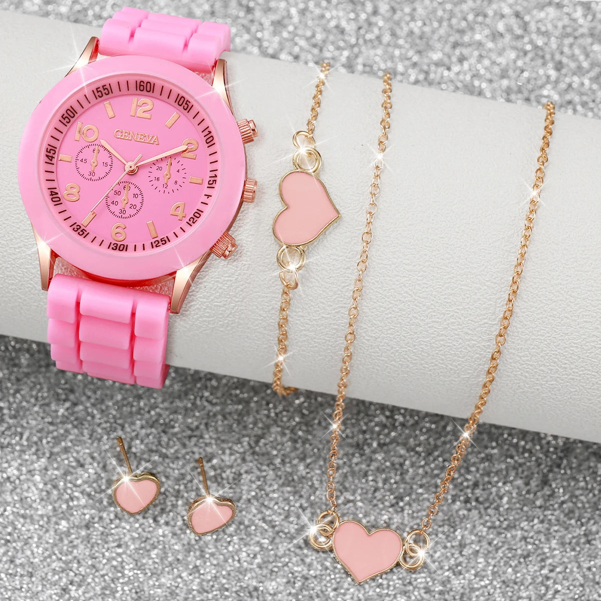Kit com 5 ou 6 Relógios Femininos – Pulseira de Silicone, Estilo Fashion | Relógio Quartz Casual para Presente (Sem Caixa)