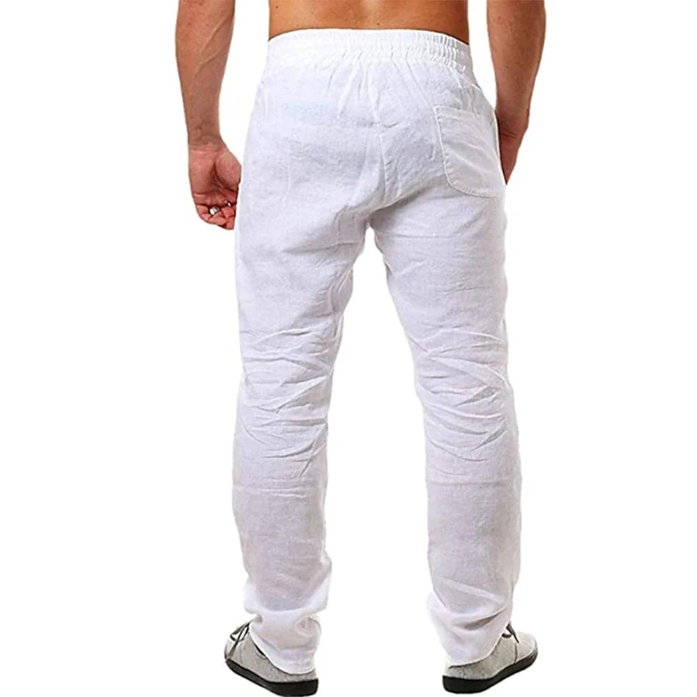 Calça Masculina de Linho e Algodão – Respirável, Casual e Fitness | Tamanhos S ao 3XL | Ideal para Outono e Streetwear