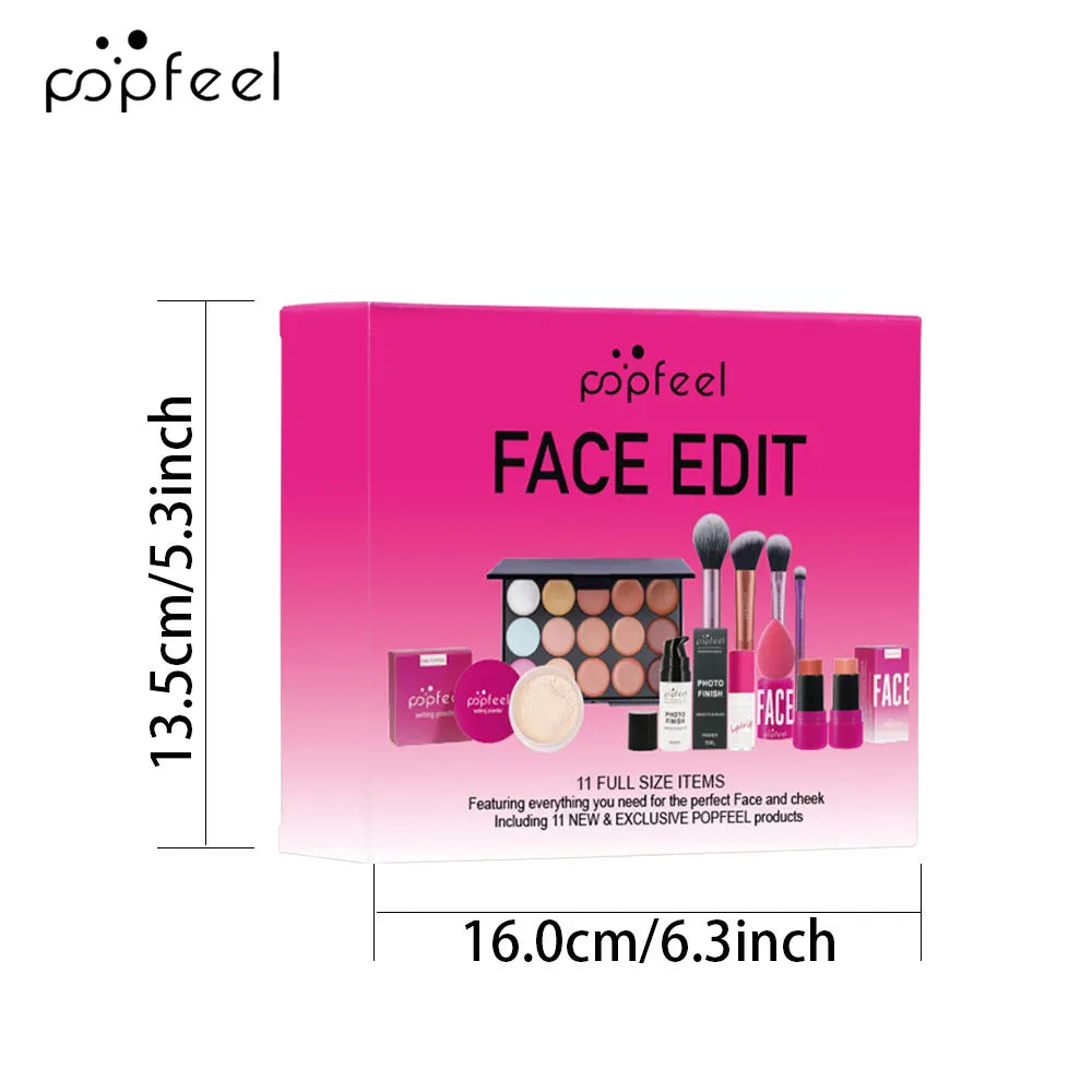 Kit de Maquiagem Completo POPFEEL – Sombras, Pó, Gloss e Óleo Labial | Presente de Dia dos Namorados para Mulheres e Meninas