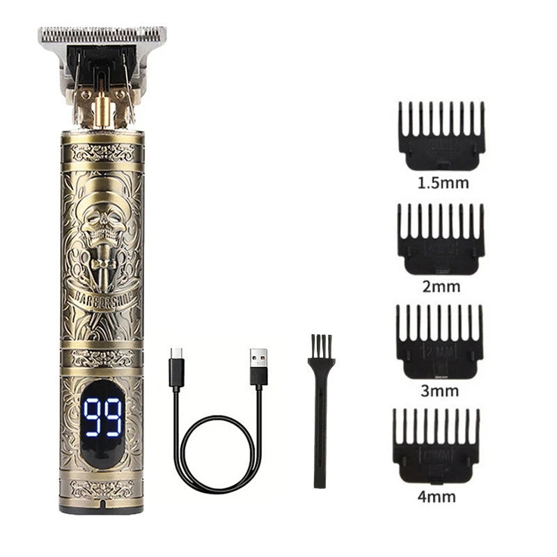 Máquina de Cortar Cabelo T9 LCD – Aparador Elétrico de Alta Precisão | Cabeça de Corte, Barbeador, Design Profissional para Homens