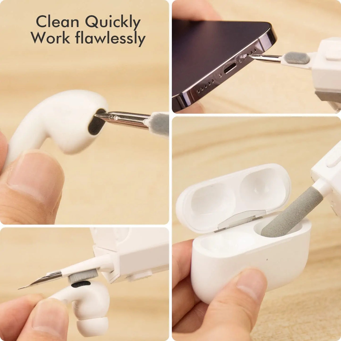 Kit de Limpeza 8 em 1 para Eletrônicos – Escova para Teclado, Caneta para Fones, Ferramentas para Celular, iPad e Extrator de Teclas