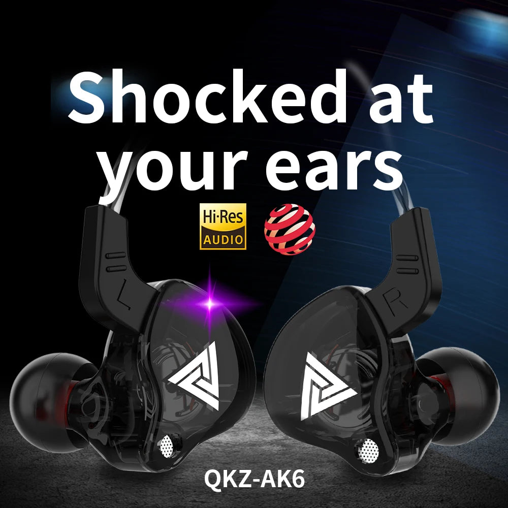 Fone de Ouvido Intra-Auricular QKZ AK6 – 6 Drivers Dinâmicos | Som HIFI com Microfone para Esportes e Monitoramento