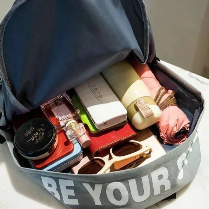 Mochila Unissex Estilo Coreano – Grande Capacidade para Escola ou Dia a Dia