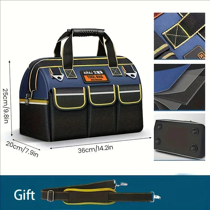 Bolsa de Ferramentas AIRAJ Multifuncional – Tecido Oxford 1680D Impermeável | Alta Capacidade e Resistência para Eletricistas e Técnicos