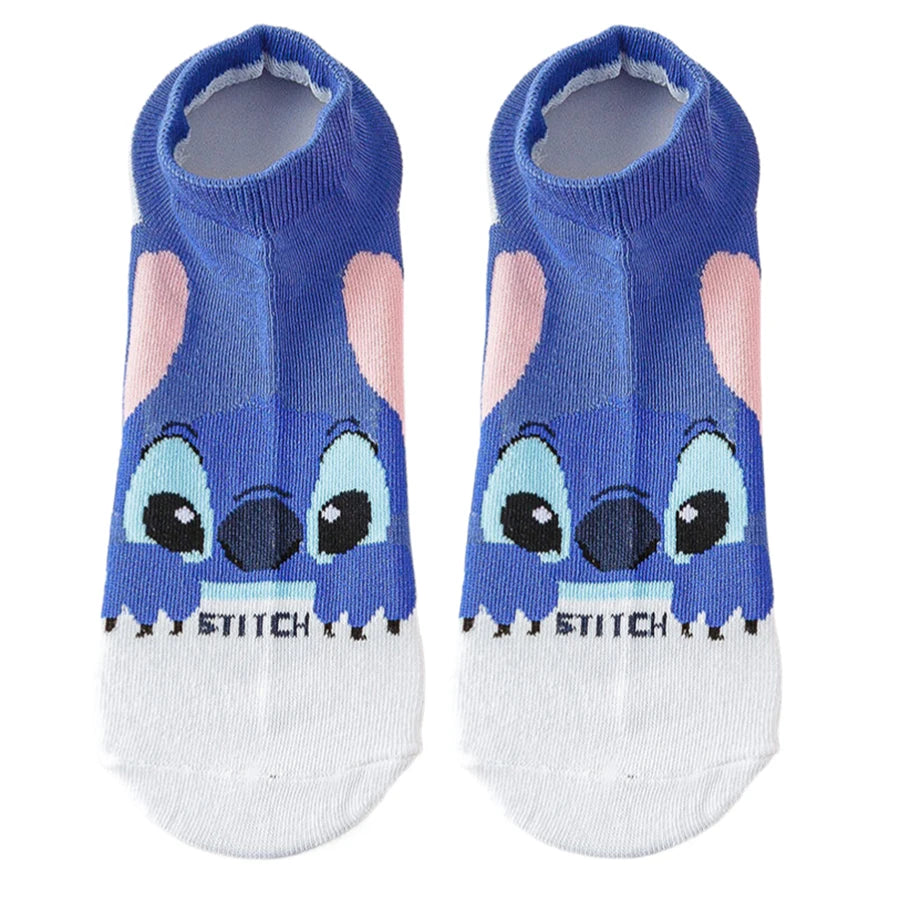 Kit com 10 Meias Curtas Lilo & Stitch – Unissex, Estilo Street e Anime