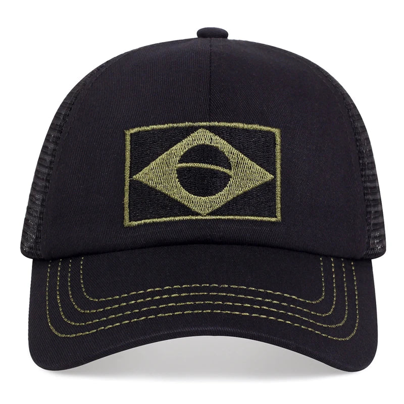 Boné Camuflado com Bandeira do Brasil – Estilo Militar Ajustável | Algodão Confortável para Esporte, Hip Hop e Aventura