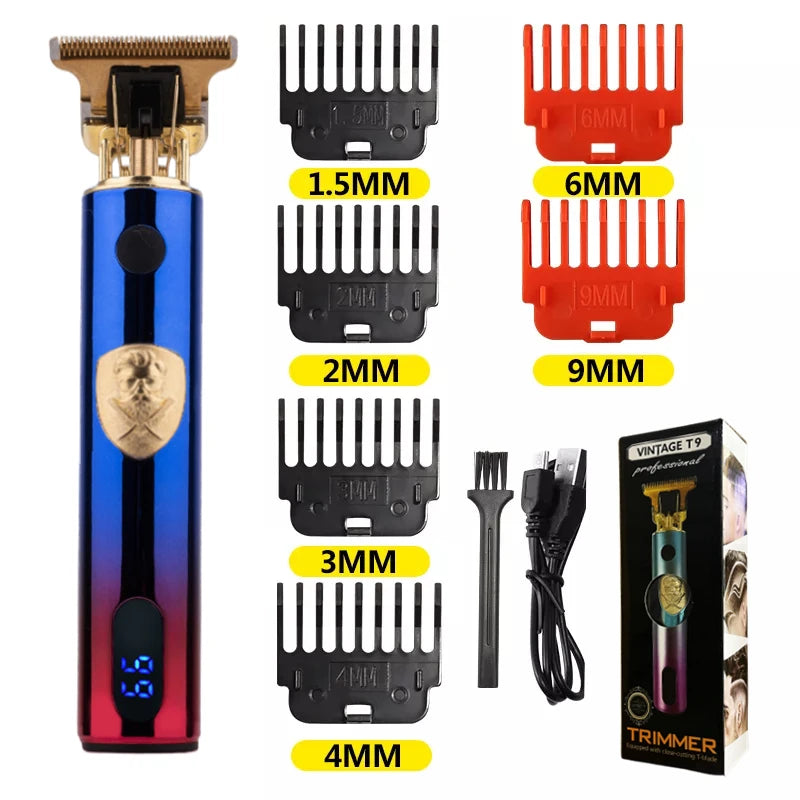 Máquina de Cortar Cabelo T9 LCD – Aparador Elétrico de Alta Precisão | Cabeça de Corte, Barbeador, Design Profissional para Homens