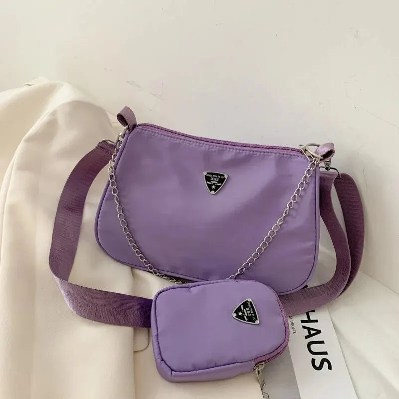 Bolsa Tiracolo Feminina em Nylon – Estilo Casual e Portátil | Ideal para Estudantes, Passeios e Uso Diário