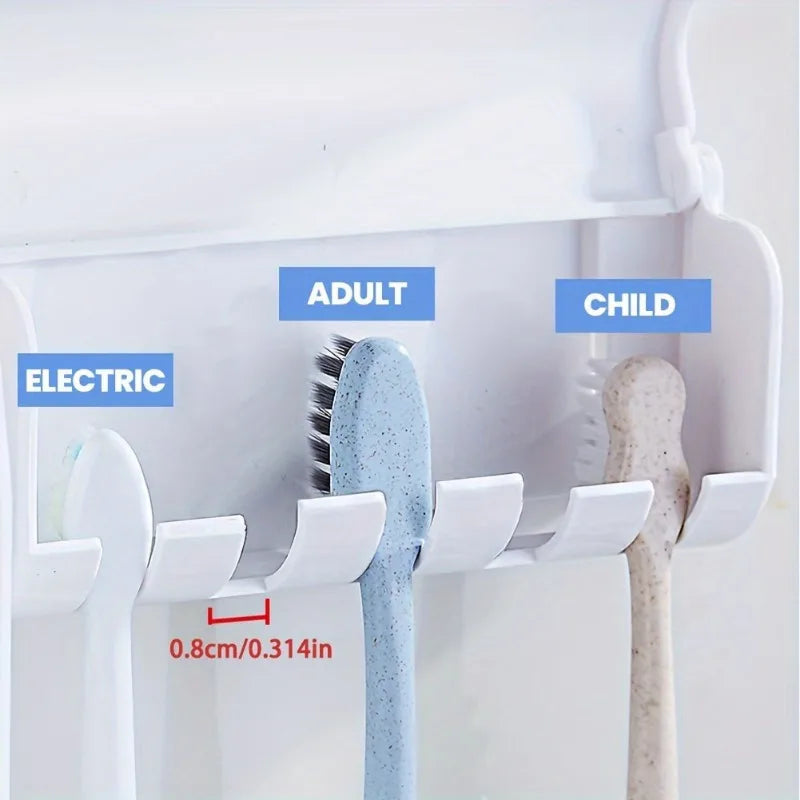 Suporte de Parede para Escova e Creme Dental – Dispenser Automático com Copo | Kit Organizador para Banheiro