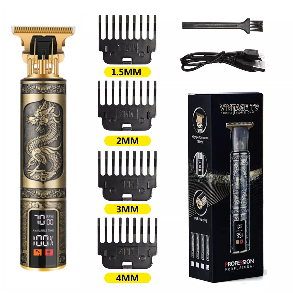 Máquina de Cortar Cabelo T9 LCD – Aparador Elétrico de Alta Precisão | Cabeça de Corte, Barbeador, Design Profissional para Homens