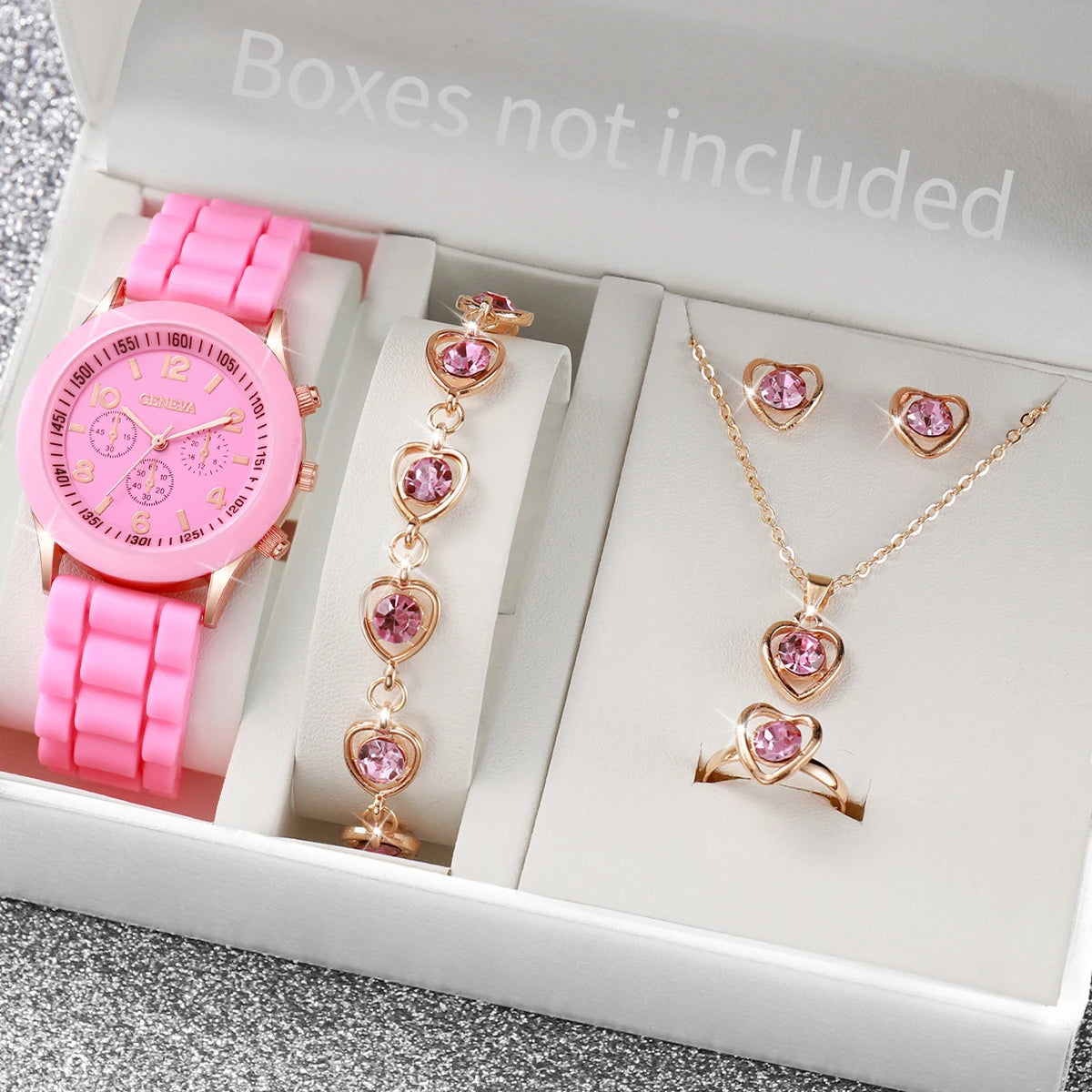 Kit com 5 ou 6 Relógios Femininos – Pulseira de Silicone, Estilo Fashion | Relógio Quartz Casual para Presente (Sem Caixa)
