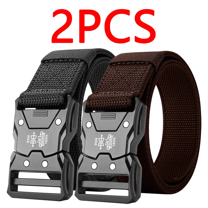Cinto Tático Unissex 2 Peças – Fivela Automática Reforçada | Ideal para Aventuras ao Ar Livre, Camping e Uso Diário