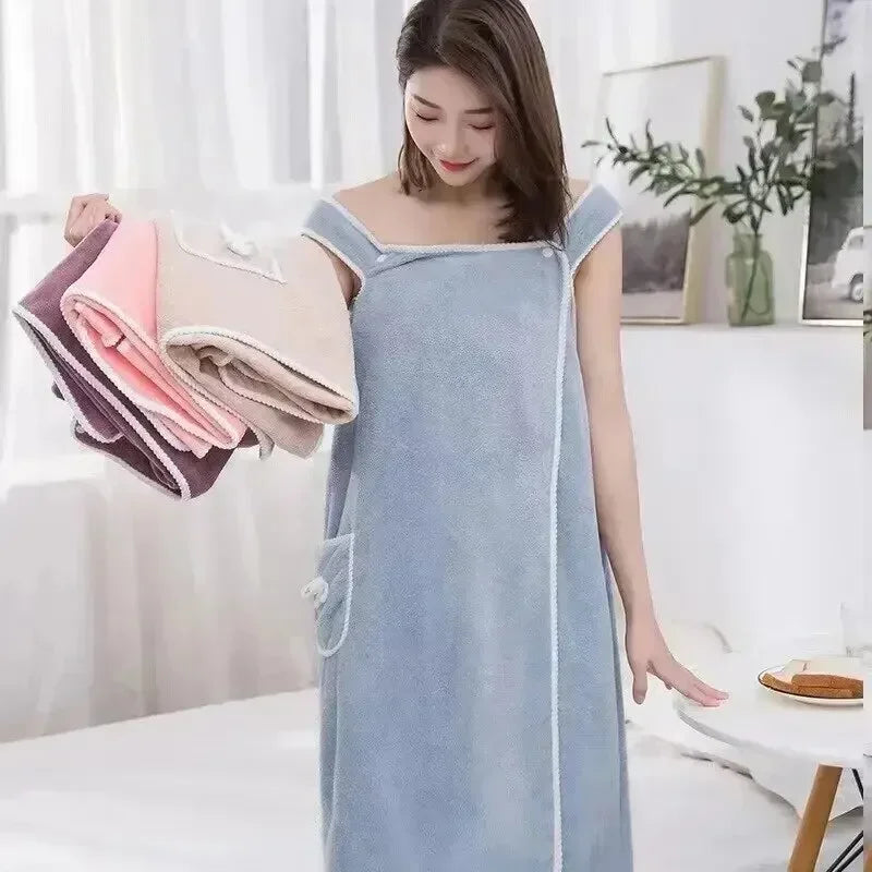 Toalha Feminina Vestível 140×85cm – Secagem Rápida | Ideal para Banho, Praia, Academia e Spa