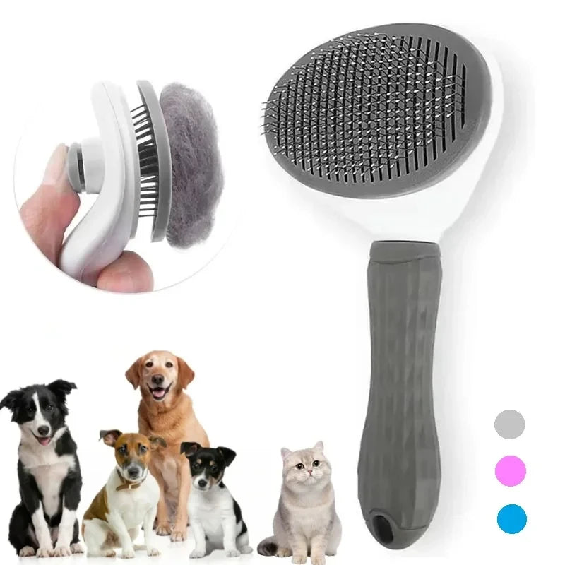 Escova Removedora de Pelos para Cães e Gatos – Autolimpante | Pente Desembaraçador para Higiene e Tosa