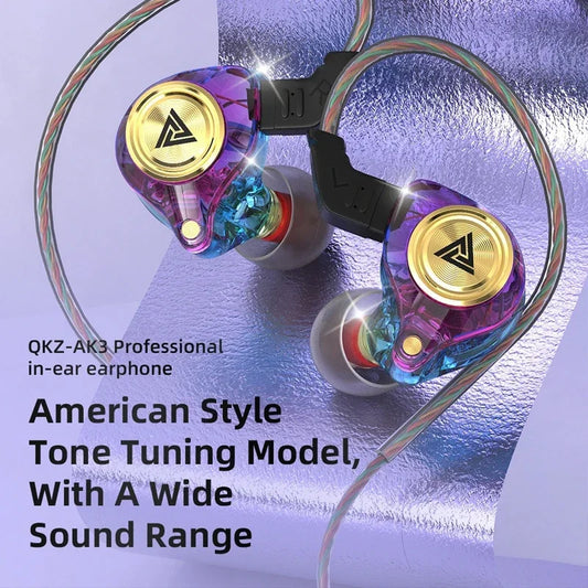 Fone de Ouvido com Fio QKZ AK3 – Áudio HiFi, Microfone Integrado e Cancelamento de Ruído | Som Profissional para Música e Chamadas - Shopviro