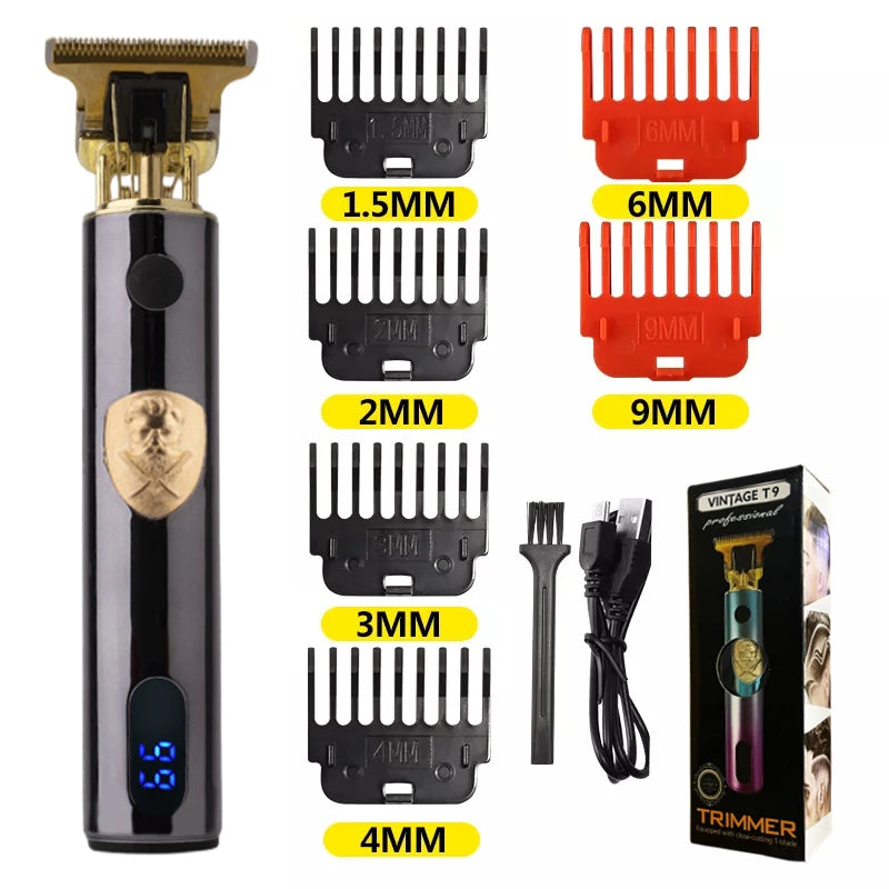 Máquina de Cortar Cabelo T9 LCD – Aparador Elétrico de Alta Precisão | Cabeça de Corte, Barbeador, Design Profissional para Homens