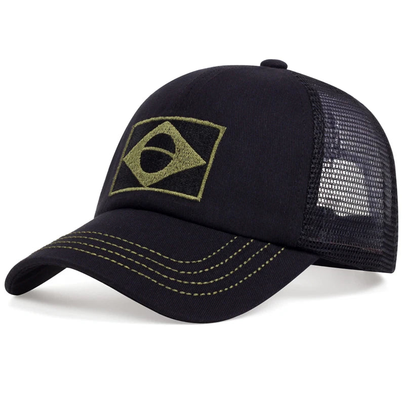 Boné Camuflado com Bandeira do Brasil – Estilo Militar Ajustável | Algodão Confortável para Esporte, Hip Hop e Aventura