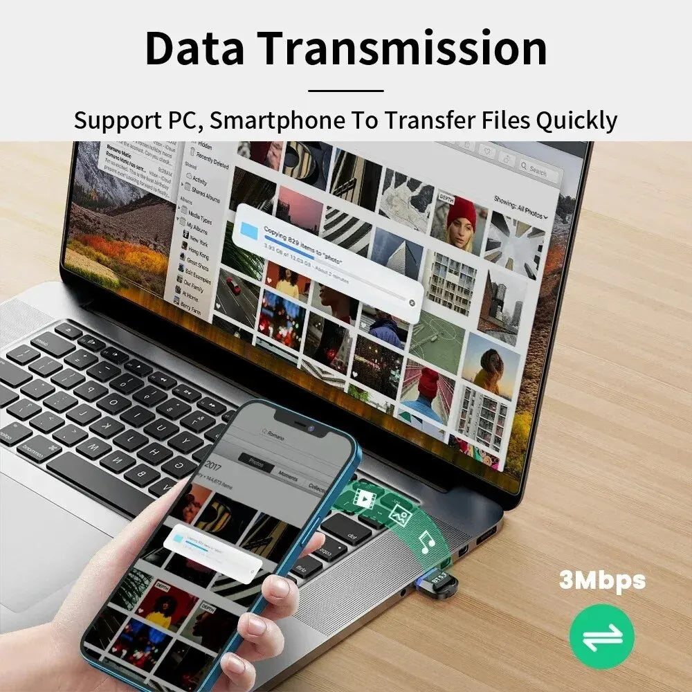 Adaptador Bluetooth USB 5.3 para PC – Receptor e Transmissor de Áudio | Compatível com Bluetooth 5.0, Teclado, Mouse e Alto-falante