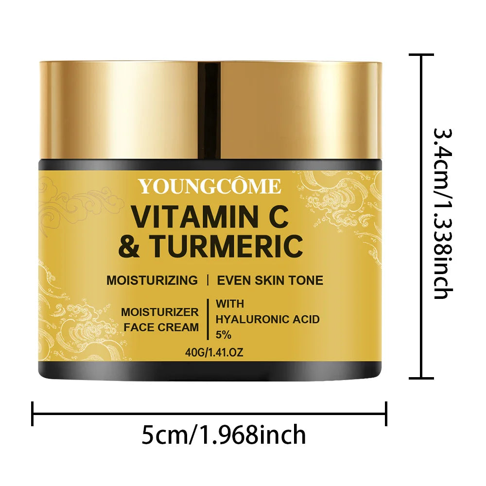 Creme Facial com Cúrcuma, Vitamina C e Retinol – Clareador, Hidratante e Reparador | Pele Macia, Iluminada e Firme