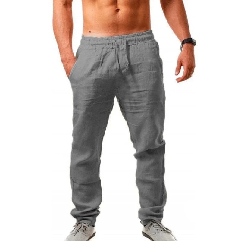 Calça Masculina de Linho e Algodão – Respirável, Casual e Fitness | Tamanhos S ao 3XL | Ideal para Outono e Streetwear