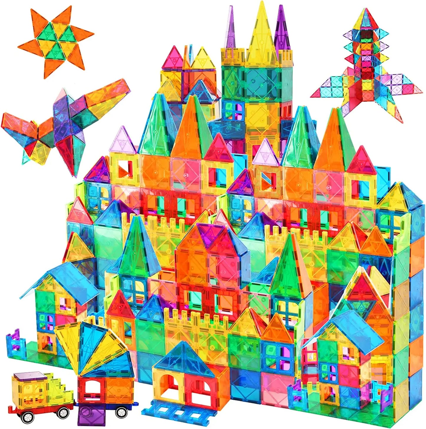 Blocos Magnéticos 3D Coloridos – 130 Peças Transparentes | Brinquedo Educativo de Montar para Crianças