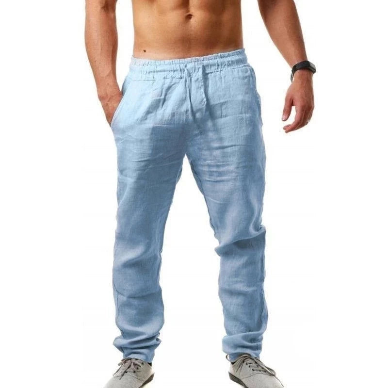 Calça Masculina de Linho e Algodão – Respirável, Casual e Fitness | Tamanhos S ao 3XL | Ideal para Outono e Streetwear