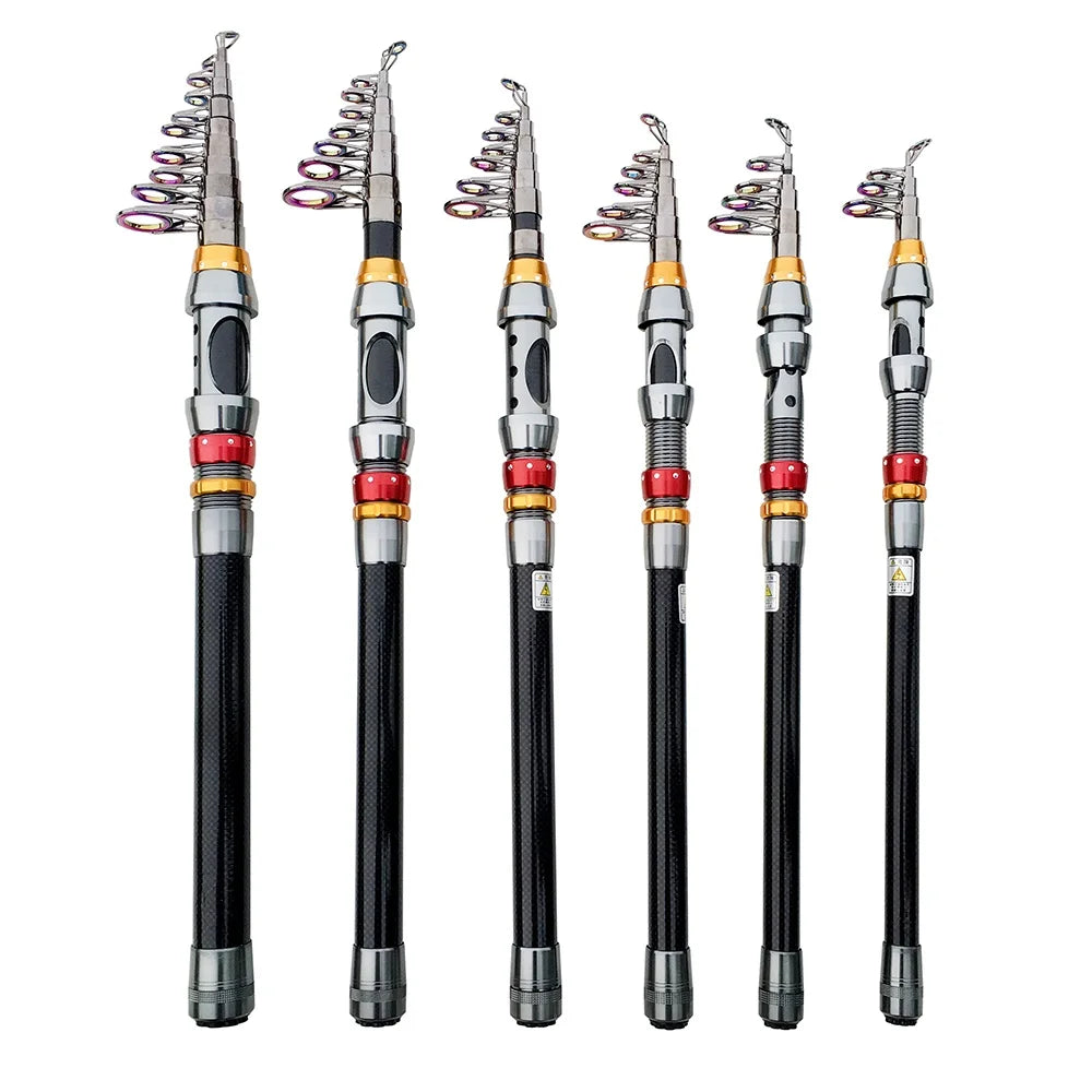 Kit Vara de Pesca Telescópica 1.8–3.6m – Fibra de Carbono Super Resistente + Molinete | Combo Spinning para Pesca Esportiva