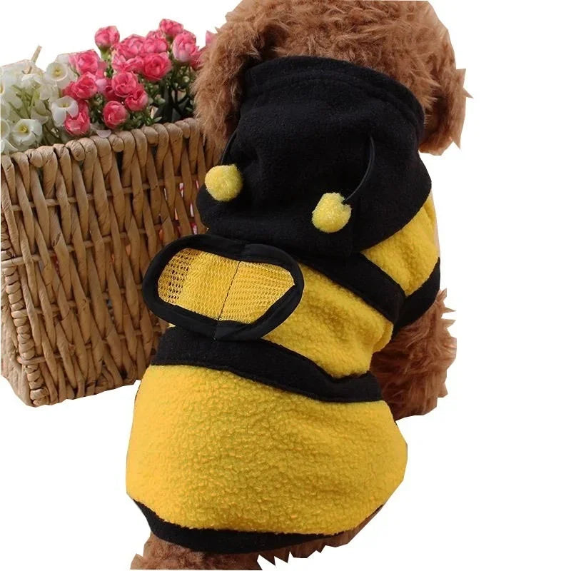 Fantasia de Abelhinha para Pets – Casaco com Capuz em Fleece | Roupa de Halloween, Cosplay e Inverno para Cães e Gatos